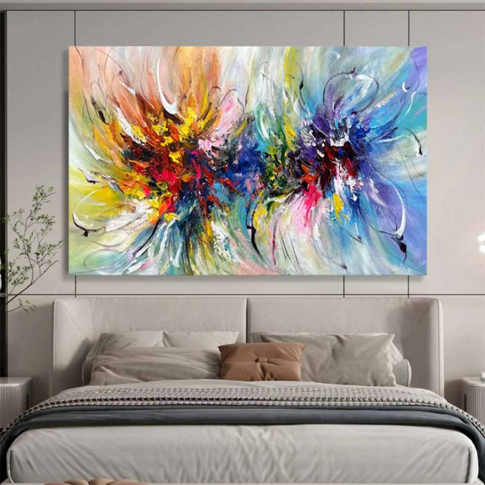 Botanical White Bold - extra large gold wall art for bedroom